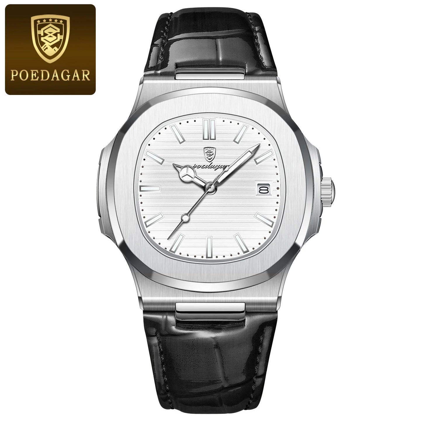 POEDAGAR men's watch, executive model, in casual leather.