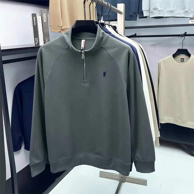 Luxury men's long-sleeved polo shirt