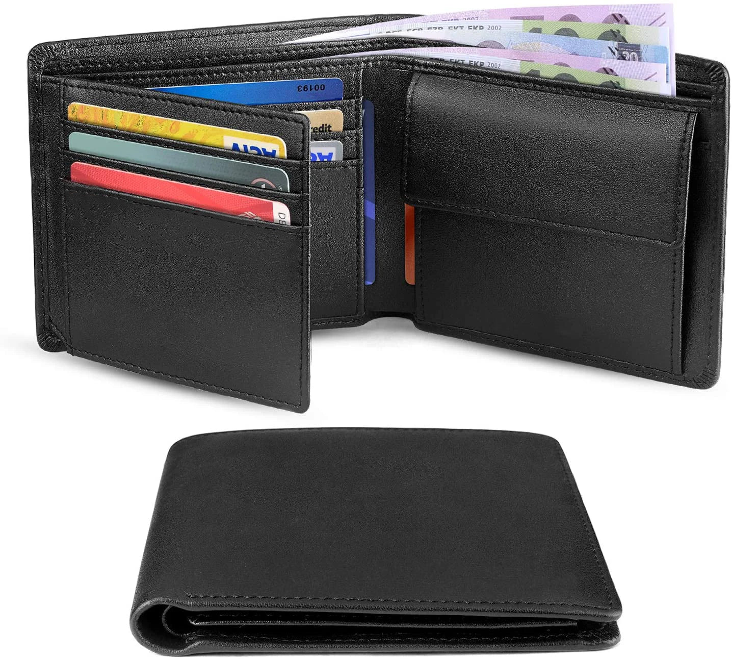 Men's slim wallet in genuine leather.
