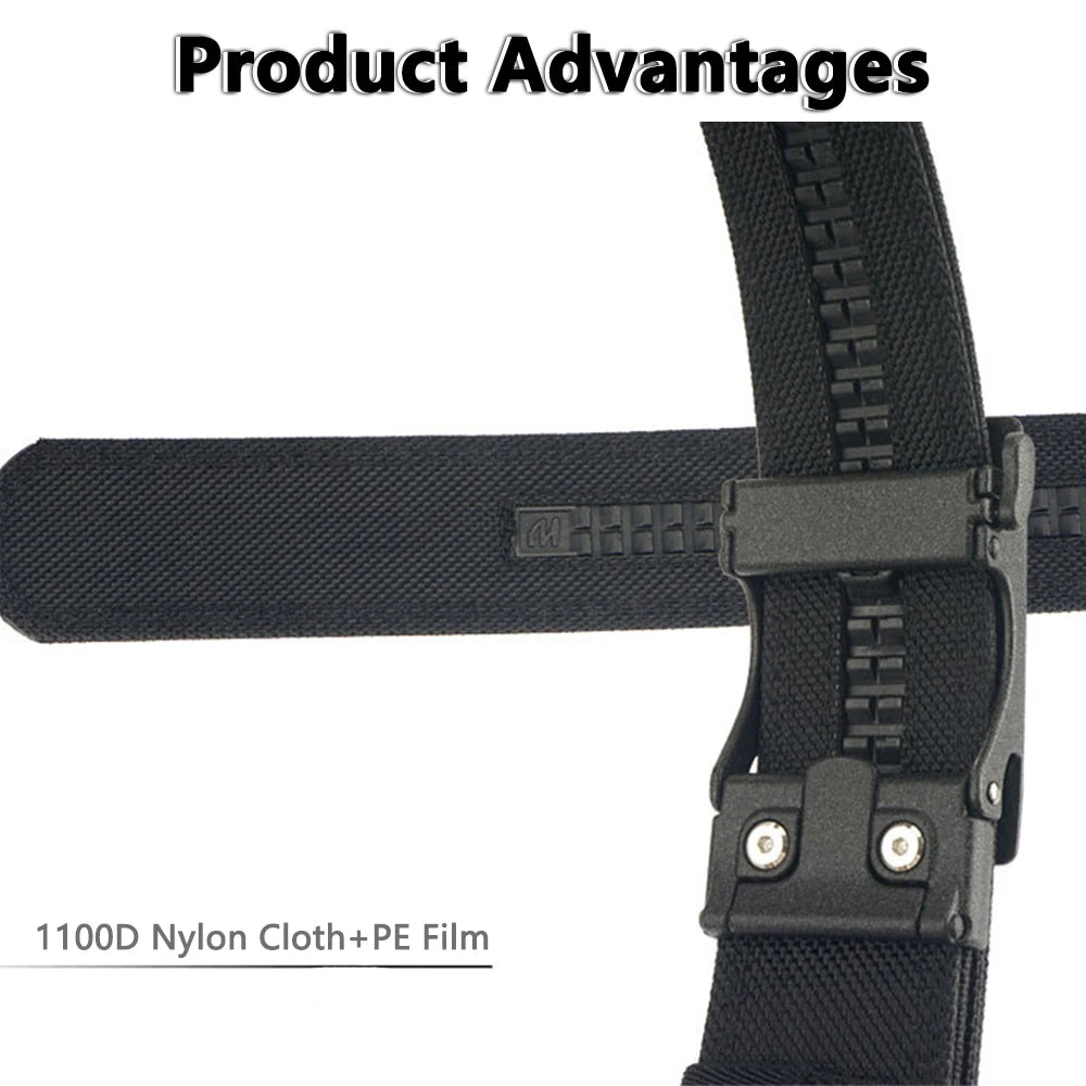 TUSHI Reinforced Tactical Belt for Men with Automatic Metal Buckle.