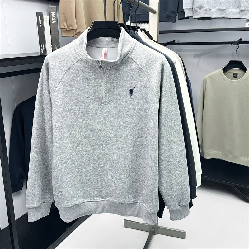 Luxury men's long-sleeved polo shirt