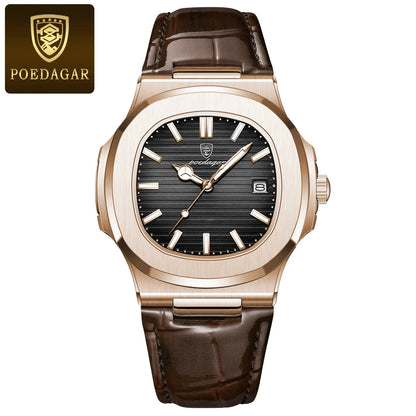 POEDAGAR men's watch, executive model, in casual leather.