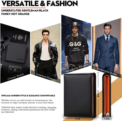 Men's slim wallet in genuine leather.