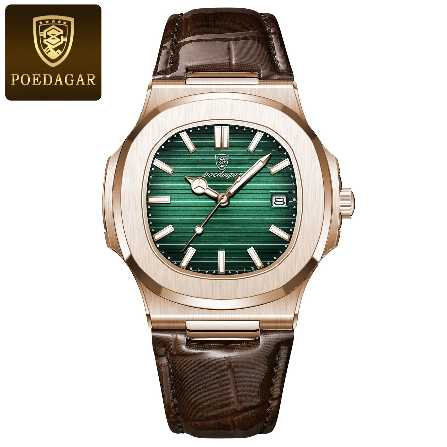 POEDAGAR men's watch, executive model, in casual leather.