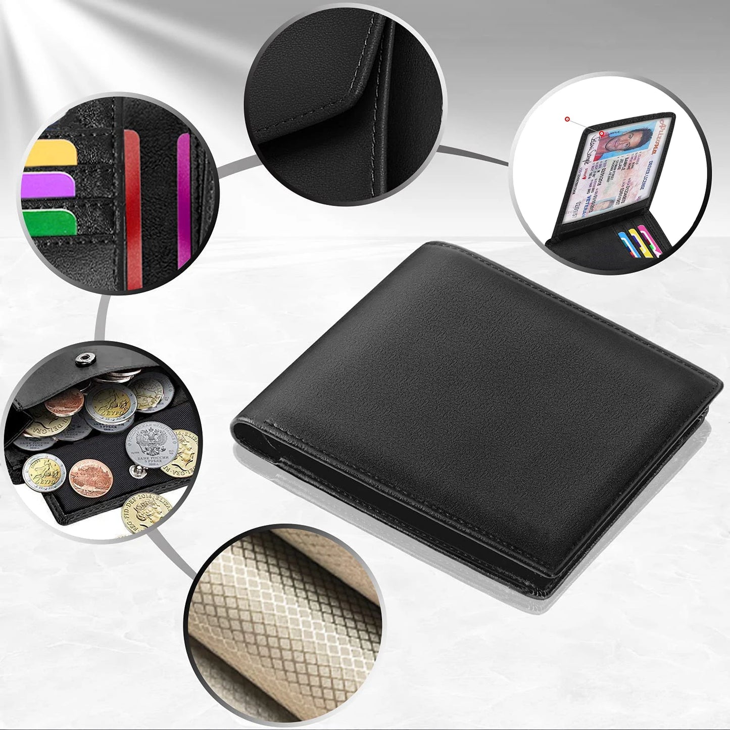 Men's slim wallet in genuine leather.