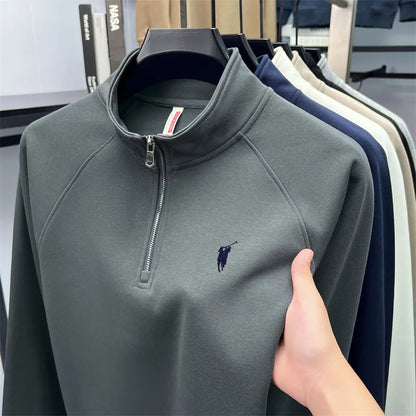 Luxury men's long-sleeved polo shirt