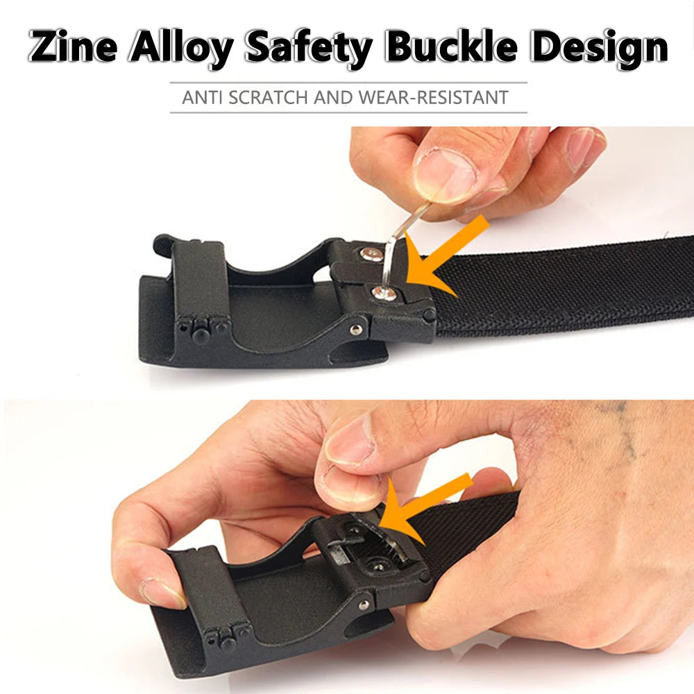 TUSHI Reinforced Tactical Belt for Men with Automatic Metal Buckle.