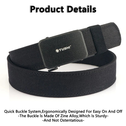 TUSHI Reinforced Tactical Belt for Men with Automatic Metal Buckle.