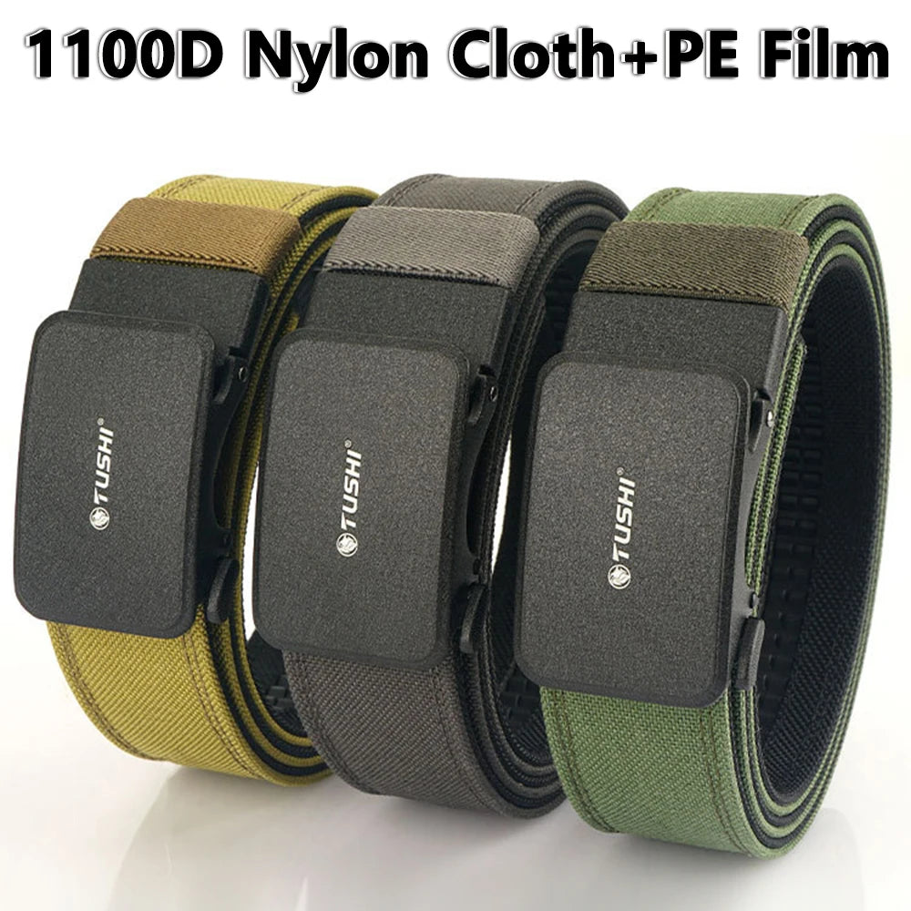 TUSHI Reinforced Tactical Belt for Men with Automatic Metal Buckle.