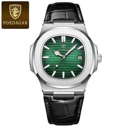 POEDAGAR men's watch, executive model, in casual leather.