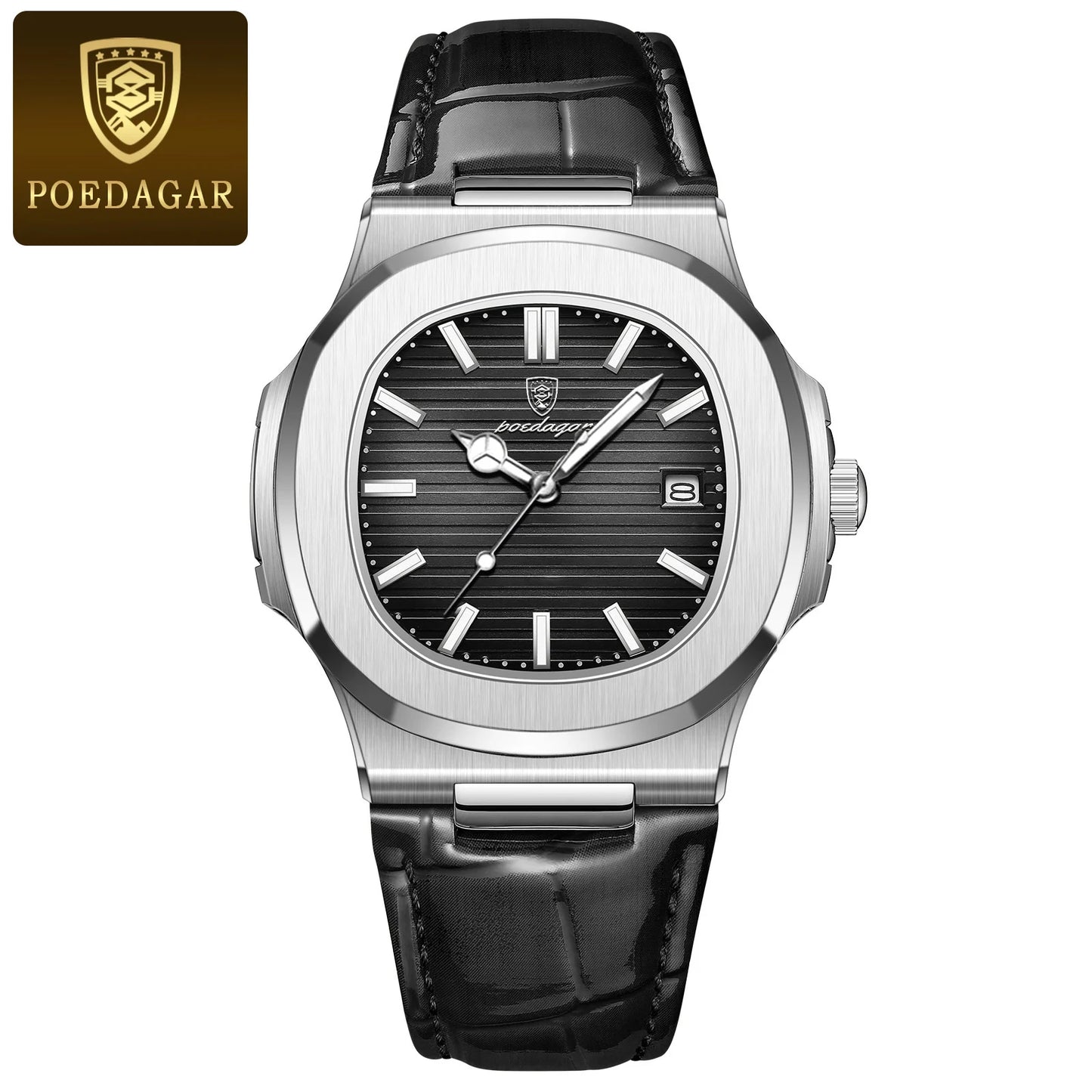 POEDAGAR men's watch, executive model, in casual leather.