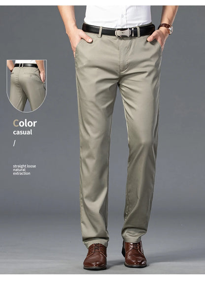 Slim fit tailored trousers, business casual style, in cotton.