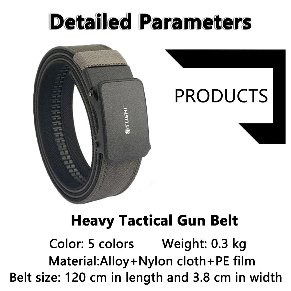 TUSHI Reinforced Tactical Belt for Men with Automatic Metal Buckle.