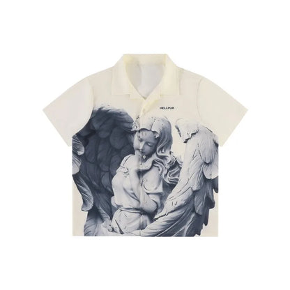Shirt with an angel print, loose and casual fit, ideal for summer.