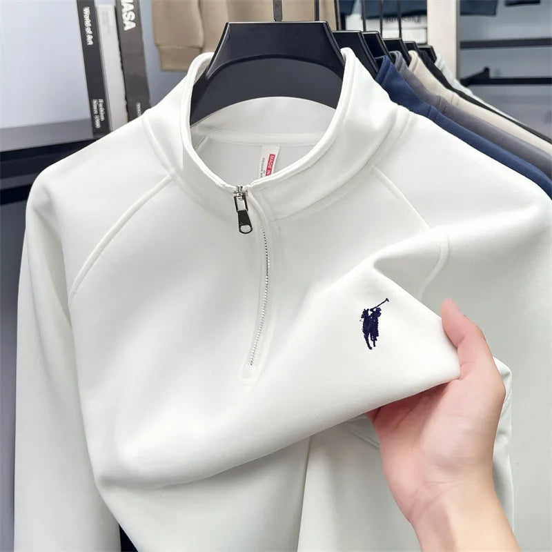 Luxury men's long-sleeved polo shirt