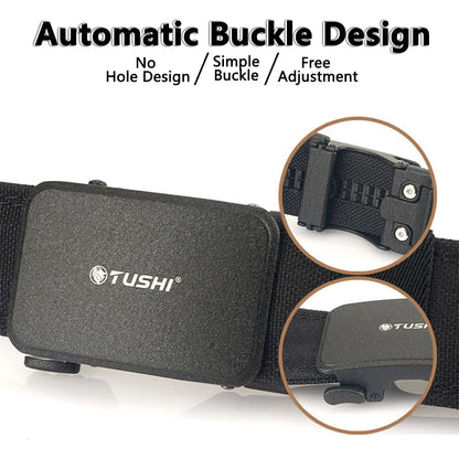 TUSHI Reinforced Tactical Belt for Men with Automatic Metal Buckle.