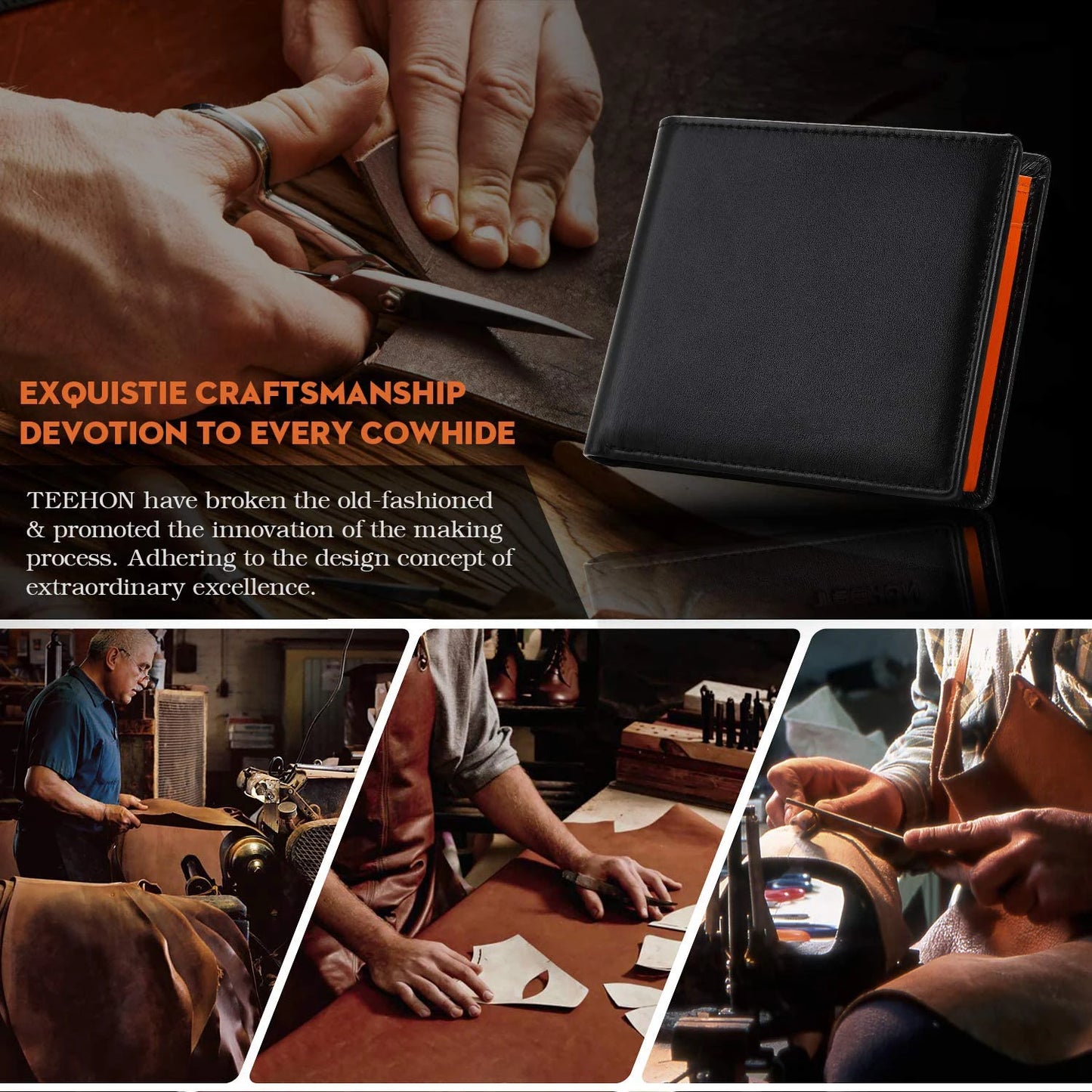 Men's slim wallet in genuine leather.