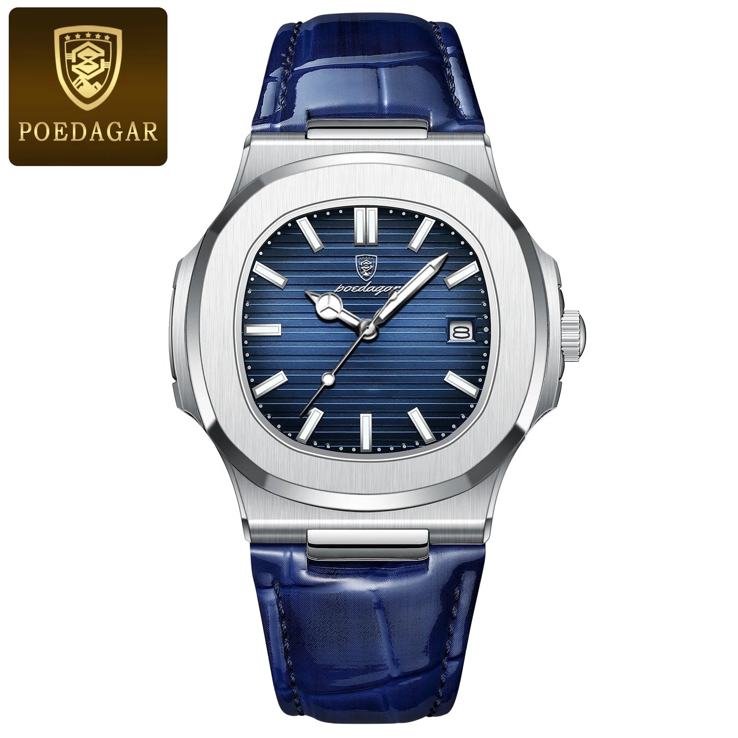 POEDAGAR men's watch, executive model, in casual leather.