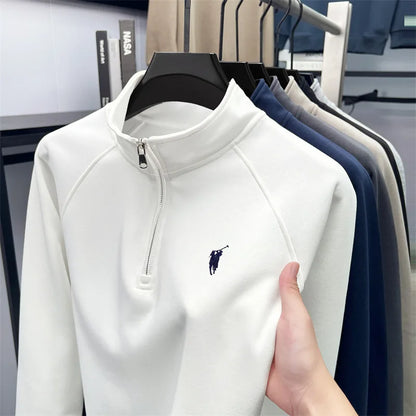 Luxury men's long-sleeved polo shirt