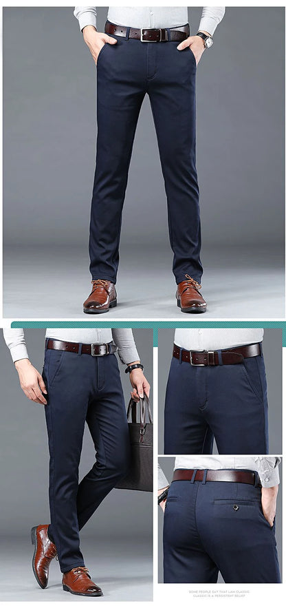Slim fit tailored trousers, business casual style, in cotton.