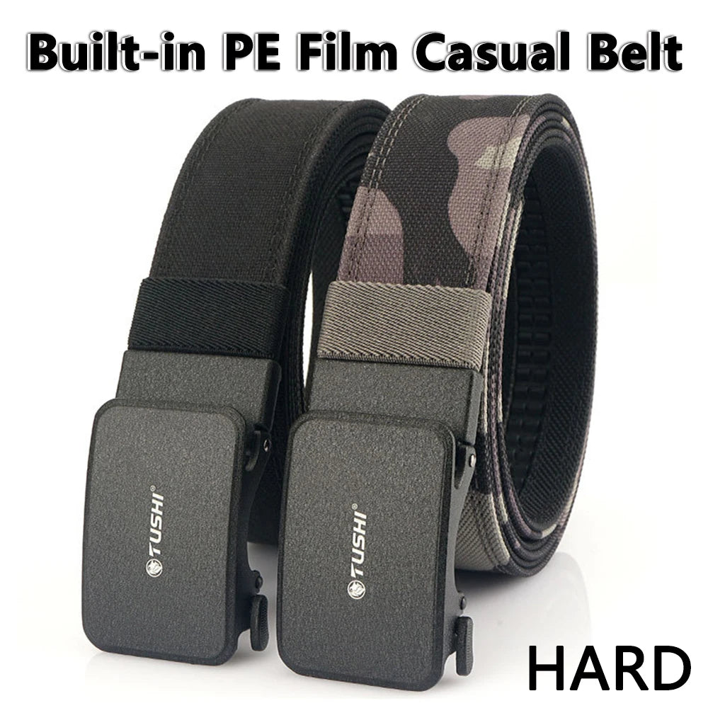TUSHI Reinforced Tactical Belt for Men with Automatic Metal Buckle.