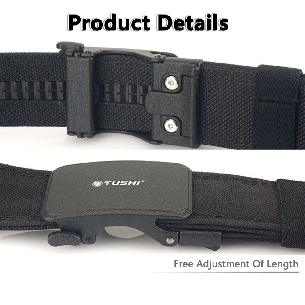 TUSHI Reinforced Tactical Belt for Men with Automatic Metal Buckle.
